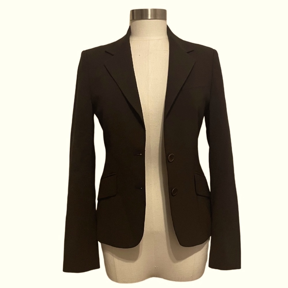 FORTUNATO DI BELLA FDB - 2 Button Dark Brown Wool Fitted Blazer - Size 4